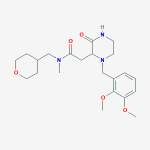 molecular formula C22H33N3O5 B5030935 2-[1-(2,3-dimethoxybenzyl)-3-oxo-2-piperazinyl]-N-methyl-N-(tetrahydro-2H-pyran-4-ylmethyl)acetamide 