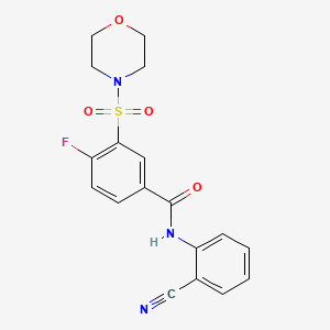 molecular formula C18H16FN3O4S B5030960 N-(2-cyanophenyl)-4-fluoro-3-(4-morpholinylsulfonyl)benzamide 