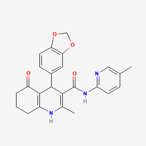 molecular formula C24H23N3O4 B5030976 4-(1,3-benzodioxol-5-yl)-2-methyl-N-(5-methyl-2-pyridinyl)-5-oxo-1,4,5,6,7,8-hexahydro-3-quinolinecarboxamide 
