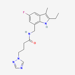 molecular formula C18H22FN5O B5030986 N-[(2-ethyl-5-fluoro-3-methyl-1H-indol-7-yl)methyl]-4-(1H-1,2,4-triazol-1-yl)butanamide 