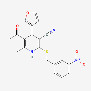 molecular formula C20H17N3O4S B5030987 5-acetyl-4-(3-furyl)-6-methyl-2-[(3-nitrobenzyl)thio]-1,4-dihydro-3-pyridinecarbonitrile 