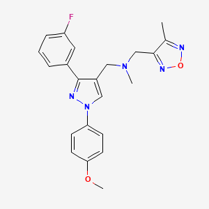 molecular formula C22H22FN5O2 B5031014 1-[3-(3-fluorophenyl)-1-(4-methoxyphenyl)-1H-pyrazol-4-yl]-N-methyl-N-[(4-methyl-1,2,5-oxadiazol-3-yl)methyl]methanamine 