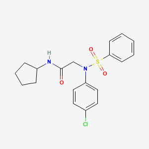 molecular formula C19H21ClN2O3S B5031027 N~2~-(4-chlorophenyl)-N~1~-cyclopentyl-N~2~-(phenylsulfonyl)glycinamide 