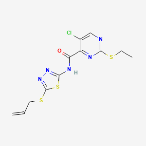 molecular formula C12H12ClN5OS3 B5031034 N-[5-(allylthio)-1,3,4-thiadiazol-2-yl]-5-chloro-2-(ethylthio)-4-pyrimidinecarboxamide 
