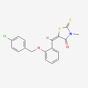 molecular formula C18H14ClNO2S2 B5031044 5-{2-[(4-chlorobenzyl)oxy]benzylidene}-3-methyl-2-thioxo-1,3-thiazolidin-4-one 