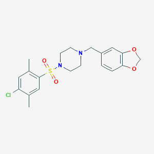 molecular formula C20H23ClN2O4S B503108 1-(1,3-Benzodioxol-5-ylmethyl)-4-[(4-chloro-2,5-dimethylphenyl)sulfonyl]piperazine CAS No. 898084-34-9