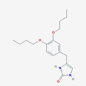 molecular formula C18H28N2O3 B050311 4-[(3,4-Dibutoxyphenyl)methyl]-1,3-dihydroimidazol-2-one CAS No. 123774-76-5