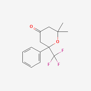 molecular formula C14H15F3O2 B5031123 2,2-dimethyl-6-phenyl-6-(trifluoromethyl)tetrahydro-4H-pyran-4-one 