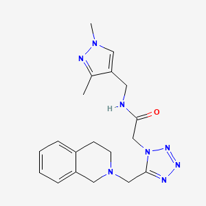 molecular formula C19H24N8O B5031159 2-[5-(3,4-dihydro-2(1H)-isoquinolinylmethyl)-1H-tetrazol-1-yl]-N-[(1,3-dimethyl-1H-pyrazol-4-yl)methyl]acetamide 