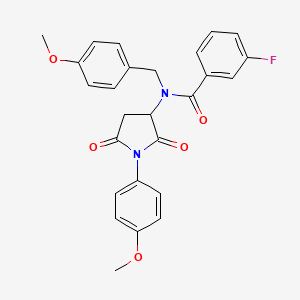 3-fluoro-N-(4-methoxybenzyl)-N-[1-(4-methoxyphenyl)-2,5-dioxo-3-pyrrolidinyl]benzamide