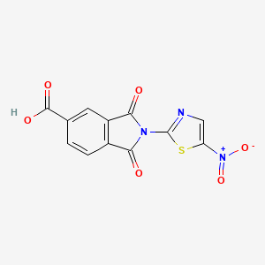 molecular formula C12H5N3O6S B5031199 2-(5-nitro-1,3-thiazol-2-yl)-1,3-dioxo-5-isoindolinecarboxylic acid 