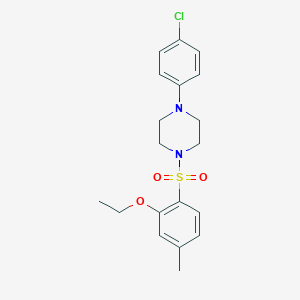 molecular formula C19H23ClN2O3S B503121 1-(4-Chlorophenyl)-4-((2-ethoxy-4-methylphenyl)sulfonyl)piperazine CAS No. 942875-95-8