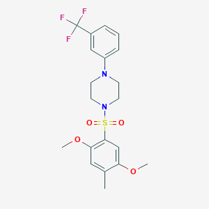 molecular formula C20H23F3N2O4S B503123 1-((2,5-Dimethoxy-4-methylphenyl)sulfonyl)-4-(3-(trifluoromethyl)phenyl)piperazine CAS No. 942863-96-9