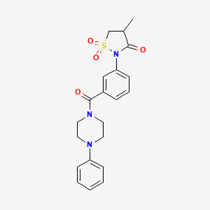 molecular formula C21H23N3O4S B5031273 4-methyl-2-{3-[(4-phenyl-1-piperazinyl)carbonyl]phenyl}-3-isothiazolidinone 1,1-dioxide 