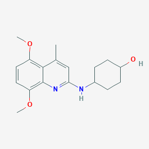 molecular formula C18H24N2O3 B5031287 4-[(5,8-dimethoxy-4-methyl-2-quinolinyl)amino]cyclohexanol 