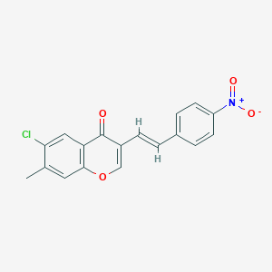 molecular formula C18H12ClNO4 B503134 6-chloro-3-(2-{4-nitrophenyl}vinyl)-7-methyl-4H-chromen-4-one 