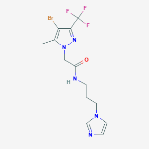 molecular formula C13H15BrF3N5O B5031350 2-[4-bromo-5-methyl-3-(trifluoromethyl)-1H-pyrazol-1-yl]-N-[3-(1H-imidazol-1-yl)propyl]acetamide 
