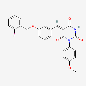 molecular formula C25H19FN2O5 B5031364 5-{3-[(2-fluorobenzyl)oxy]benzylidene}-1-(4-methoxyphenyl)-2,4,6(1H,3H,5H)-pyrimidinetrione 