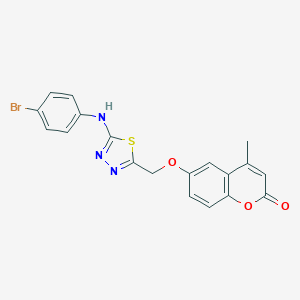 molecular formula C19H14BrN3O3S B503140 6-{[5-(4-bromoanilino)-1,3,4-thiadiazol-2-yl]methoxy}-4-methyl-2H-chromen-2-one 