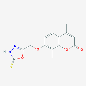 molecular formula C14H12N2O4S B503141 4,8-dimethyl-7-[(5-thioxo-4,5-dihydro-1,3,4-oxadiazol-2-yl)methoxy]-2H-chromen-2-one 