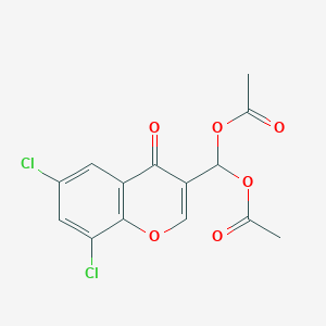 molecular formula C14H10Cl2O6 B503142 [Acetyloxy-(6,8-dichloro-4-oxochromen-3-yl)methyl] acetate 