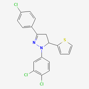 molecular formula C19H13Cl3N2S B5031480 3-(4-chlorophenyl)-1-(3,4-dichlorophenyl)-5-(2-thienyl)-4,5-dihydro-1H-pyrazole 