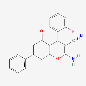 molecular formula C22H17FN2O2 B5031484 2-amino-4-(2-fluorophenyl)-5-oxo-7-phenyl-5,6,7,8-tetrahydro-4H-chromene-3-carbonitrile 