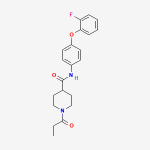 molecular formula C21H23FN2O3 B5031497 N-[4-(2-fluorophenoxy)phenyl]-1-propionyl-4-piperidinecarboxamide 