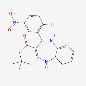 molecular formula C21H20ClN3O3 B5031533 11-(2-chloro-5-nitrophenyl)-3,3-dimethyl-2,3,4,5,10,11-hexahydro-1H-dibenzo[b,e][1,4]diazepin-1-one 