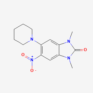 molecular formula C14H18N4O3 B5031585 1,3-dimethyl-5-nitro-6-(1-piperidinyl)-1,3-dihydro-2H-benzimidazol-2-one 