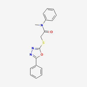 molecular formula C17H15N3O2S B5031608 N-Methyl-N-phenyl-2-((5-phenyl-1,3,4-oxadiazol-2-yl)thio)acetamide 