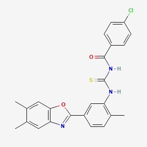 molecular formula C24H20ClN3O2S B5031627 4-chloro-N-{[5-(5,6-dimethyl-1,3-benzoxazol-2-yl)-2-methylphenyl]carbamothioyl}benzamide 