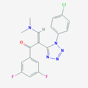 molecular formula C18H14ClF2N5O B503164 2-[1-(4-chlorophenyl)-1H-tetraazol-5-yl]-1-(3,5-difluorophenyl)-3-(dimethylamino)-2-propen-1-one 