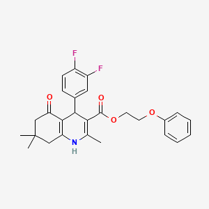 2-Phenoxyethyl 4-(3,4-difluorophenyl)-2,7,7-trimethyl-5-oxo-1,4,5,6,7,8-hexahydroquinoline-3-carboxylate