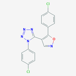 molecular formula C16H9Cl2N5O B503167 1-(4-chlorophenyl)-5-[5-(4-chlorophenyl)-4-isoxazolyl]-1H-tetraazole 