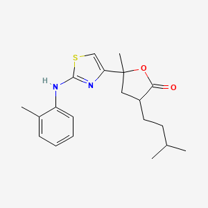 molecular formula C20H26N2O2S B5031693 5-METHYL-3-(3-METHYLBUTYL)-5-{2-[(2-METHYLPHENYL)AMINO]-1,3-THIAZOL-4-YL}OXOLAN-2-ONE 