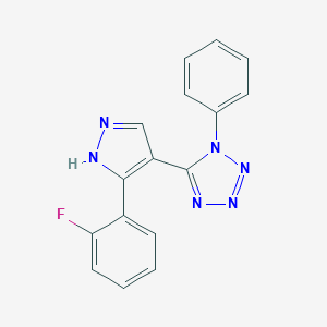 molecular formula C16H11FN6 B503171 5-[5-(2-fluorophenyl)-1H-pyrazol-4-yl]-1-phenyl-1H-tetraazole 