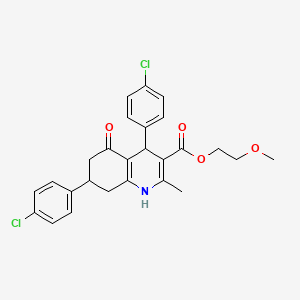 molecular formula C26H25Cl2NO4 B5031716 2-Methoxyethyl 4,7-bis(4-chlorophenyl)-2-methyl-5-oxo-1,4,5,6,7,8-hexahydroquinoline-3-carboxylate 