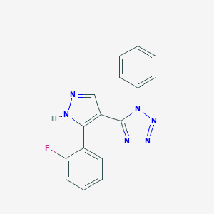 molecular formula C17H13FN6 B503172 5-[5-(2-fluorophenyl)-1H-pyrazol-4-yl]-1-(4-methylphenyl)-1H-tetraazole 