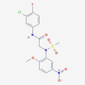 molecular formula C16H15ClFN3O6S B5031729 N-(3-chloro-4-fluorophenyl)-2-(2-methoxy-N-methylsulfonyl-5-nitroanilino)acetamide 