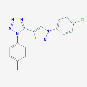 molecular formula C17H13ClN6 B503176 5-[1-(4-chlorophenyl)-1H-pyrazol-4-yl]-1-(4-methylphenyl)-1H-tetraazole 