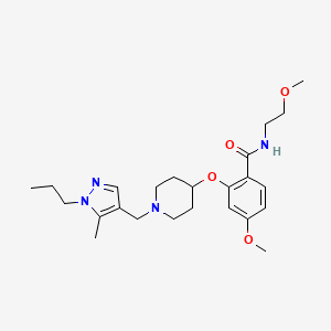 4-methoxy-N-(2-methoxyethyl)-2-({1-[(5-methyl-1-propyl-1H-pyrazol-4-yl)methyl]-4-piperidinyl}oxy)benzamide