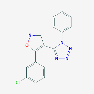 molecular formula C16H10ClN5O B503177 5-[5-(3-chlorophenyl)-4-isoxazolyl]-1-phenyl-1H-tetraazole 