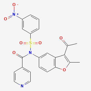 N-(3-acetyl-2-methyl-1-benzofuran-5-yl)-N-(3-nitrophenyl)sulfonylpyridine-4-carboxamide