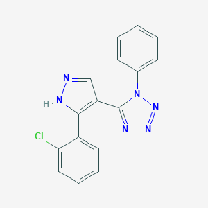 molecular formula C16H11ClN6 B503184 5-[5-(2-chlorophenyl)-1H-pyrazol-4-yl]-1-phenyl-1H-tetraazole 