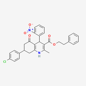 molecular formula C31H27ClN2O5 B5031918 2-phenylethyl 7-(4-chlorophenyl)-2-methyl-4-(2-nitrophenyl)-5-oxo-4,6,7,8-tetrahydro-1H-quinoline-3-carboxylate 