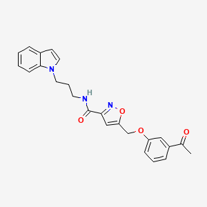 molecular formula C24H23N3O4 B5031944 5-[(3-acetylphenoxy)methyl]-N-[3-(1H-indol-1-yl)propyl]-3-isoxazolecarboxamide 