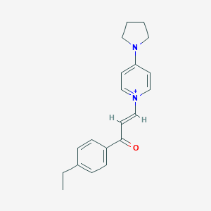 molecular formula C20H23N2O+ B503195 1-[3-(4-Ethylphenyl)-3-oxo-1-propenyl]-4-(1-pyrrolidinyl)pyridinium 