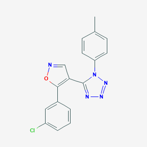 molecular formula C17H12ClN5O B503197 5-[5-(3-chlorophenyl)-4-isoxazolyl]-1-(4-methylphenyl)-1H-tetraazole 