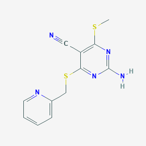 2-amino-4-(methylthio)-6-[(2-pyridinylmethyl)thio]-5-pyrimidinecarbonitrile